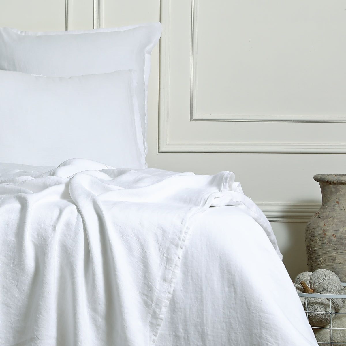 Housse de couette lin lavé blanc CAMILLE