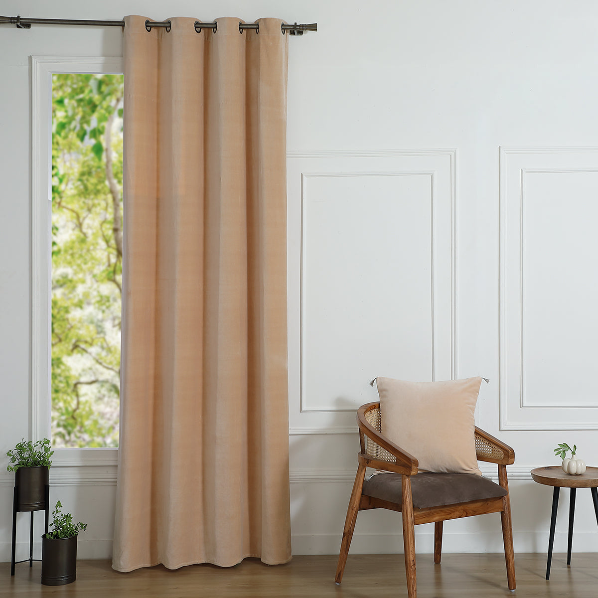 Eyelet curtain in cotton velvet 135x260 VELVET