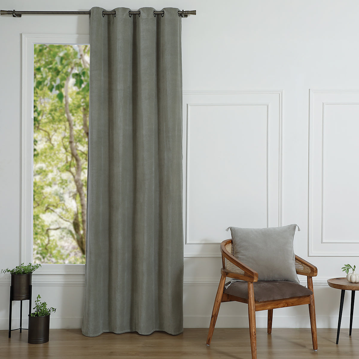 Eyelet curtain in cotton velvet 135x260 VELVET