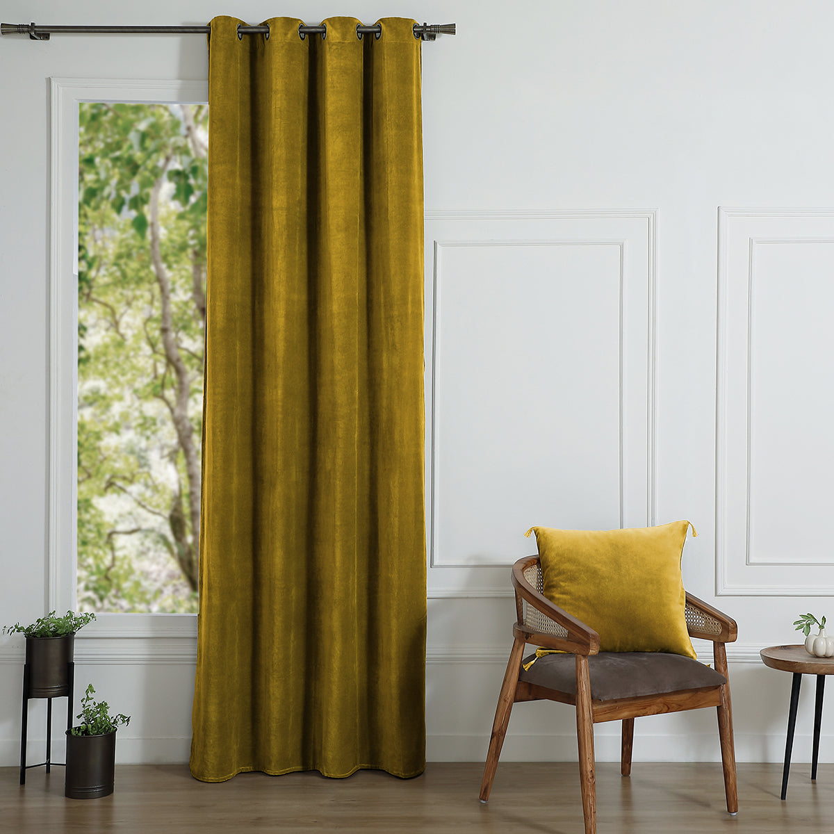Eyelet curtain in cotton velvet 135x260 VELVET