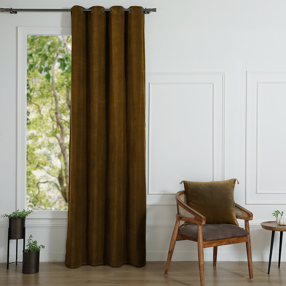 Eyelet curtain in cotton velvet 135x260 VELVET