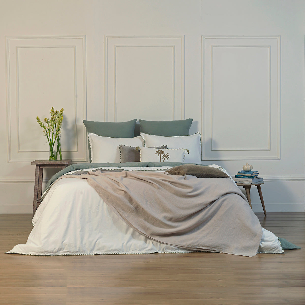 Bedspread in washed linen CAMILLE 180x250