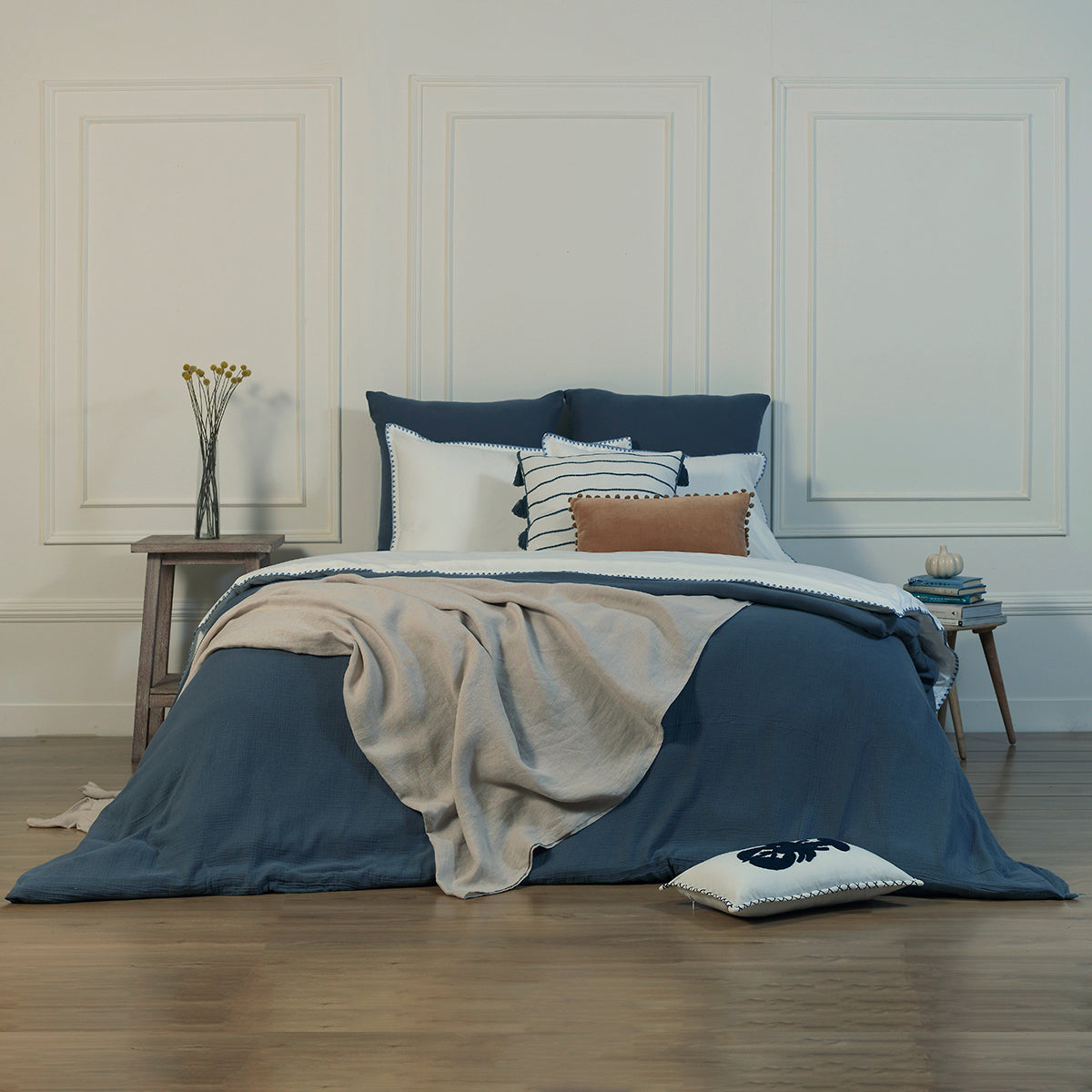 Bedspread in washed linen CAMILLE 180x250