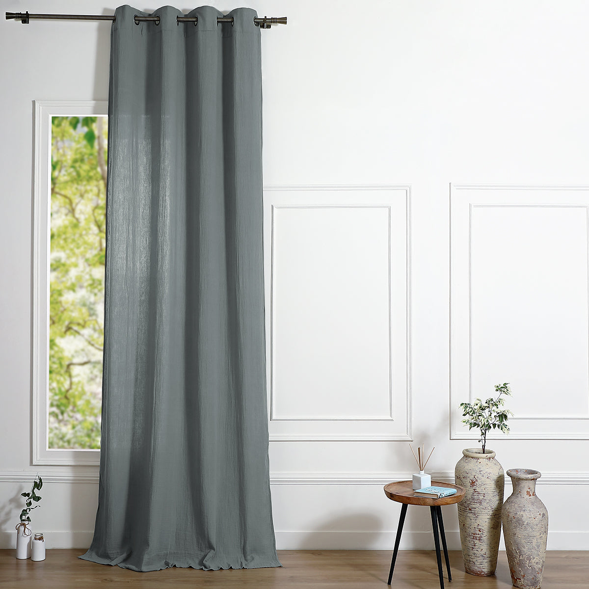Eyelet curtain in cotton gauze 140x260 CARLA
