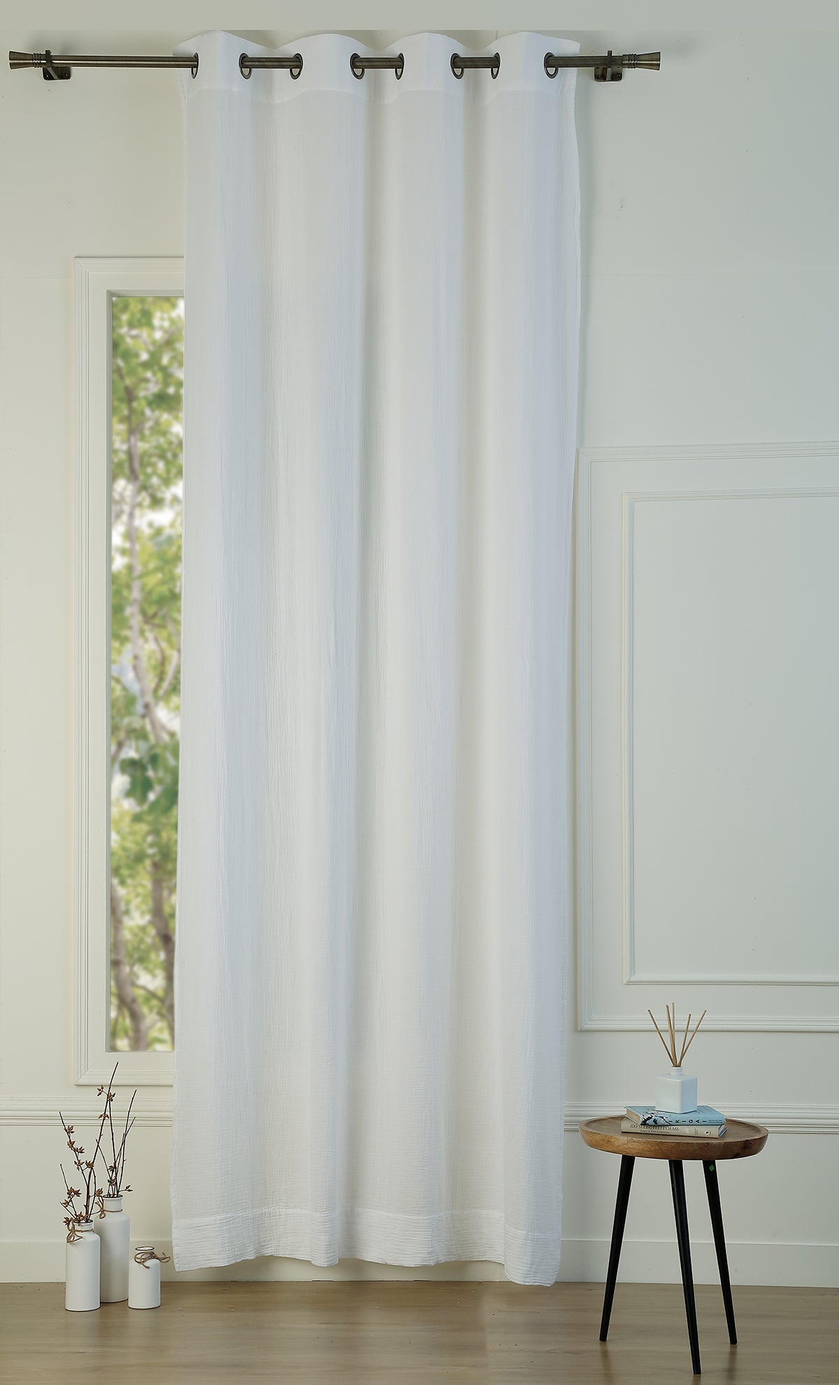 Rideau à oeillets gaze de coton 140x260 CARLA - blanc