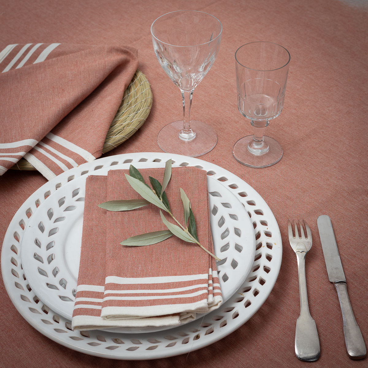 Nappe + 8 serviettes coton 180x350 MAHDIA