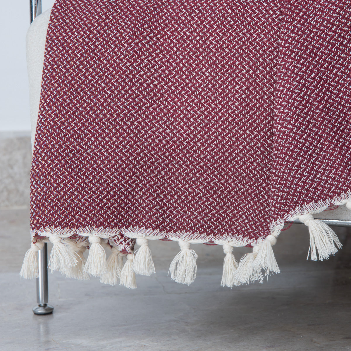 Plaid coton rouge bordeaux ZERMATT - 130x170 cm