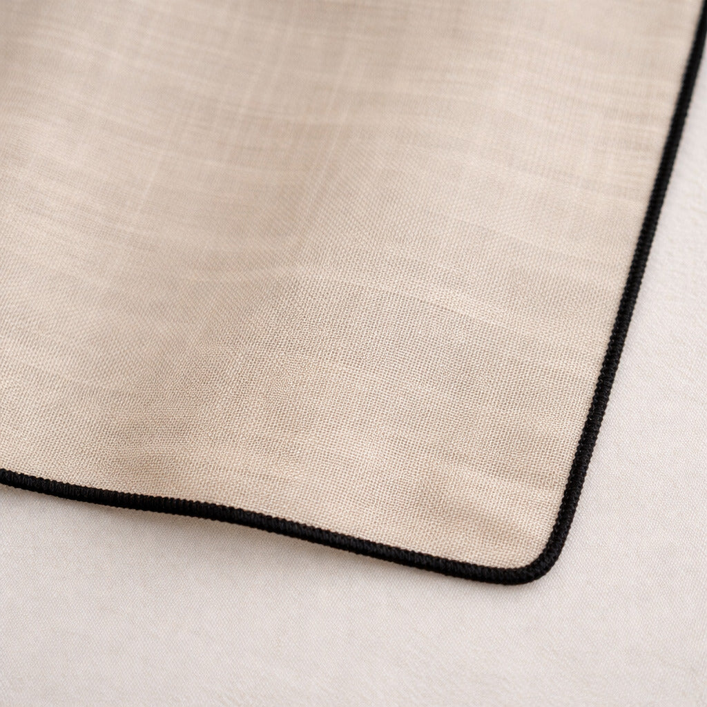 Voilage à passants (x2) voile de coton bio 140x260 BRUMA - grège / noir