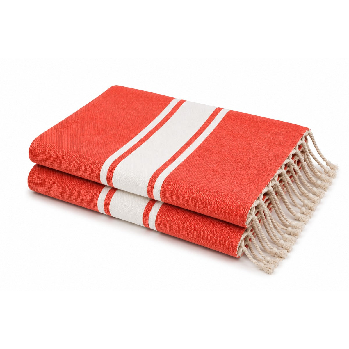 Lot de 2 foutas coton 100x200 ST TROPEZ rouge corail