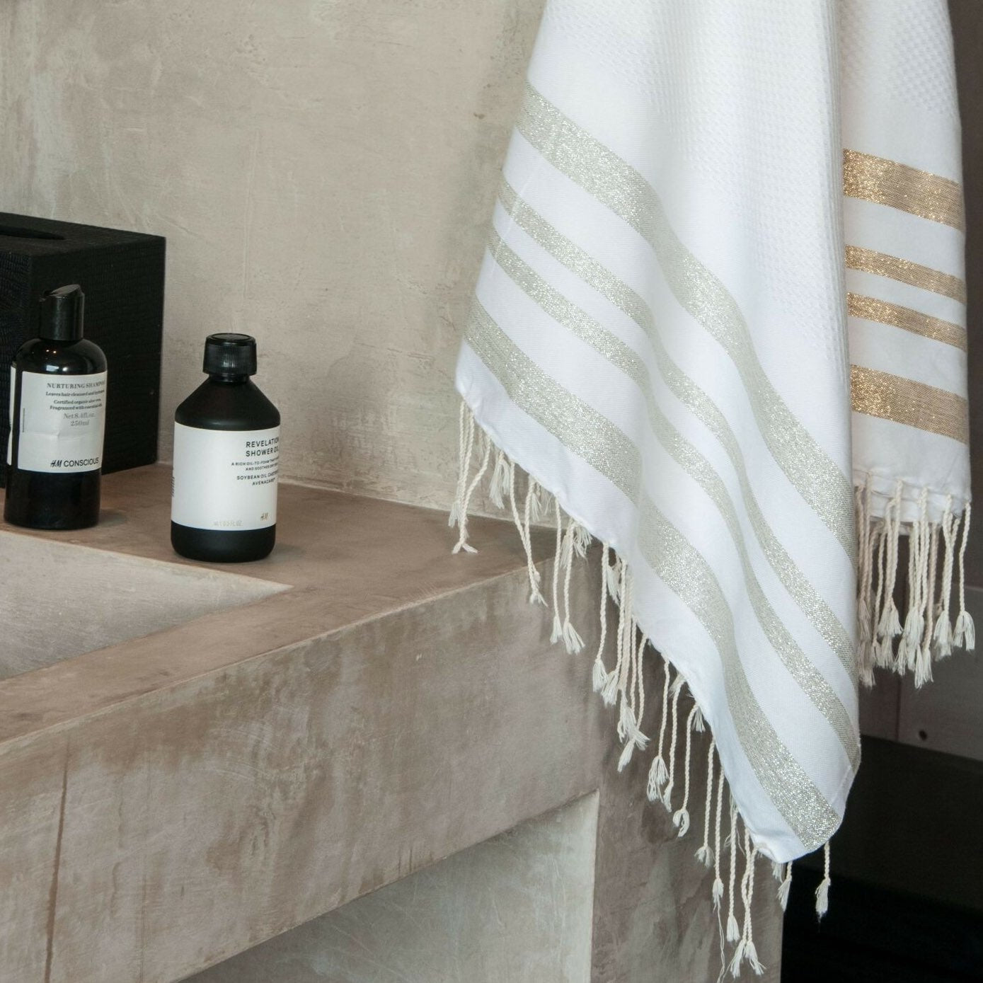 Fouta nid d'abeille coton 100x200 HAMPTONS