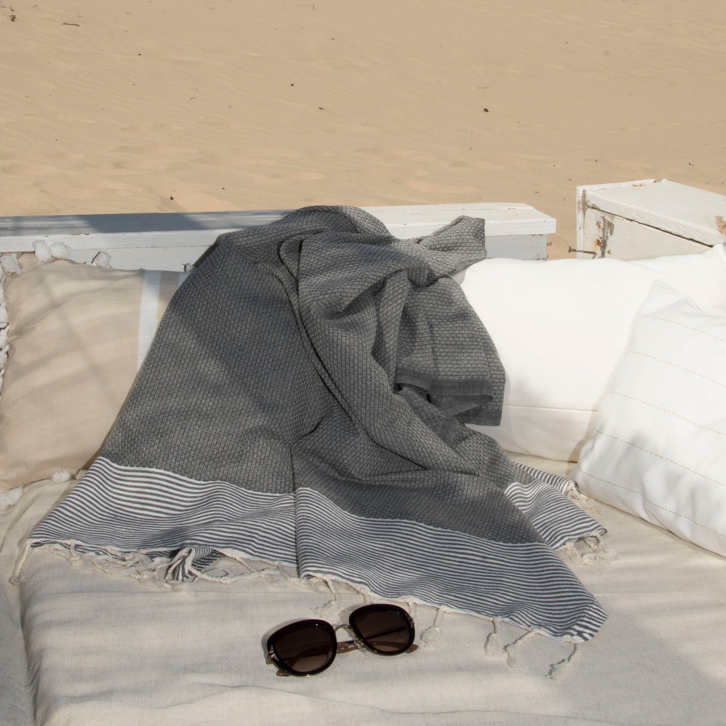 Fouta nid d'abeille coton 100x200 IBIZA