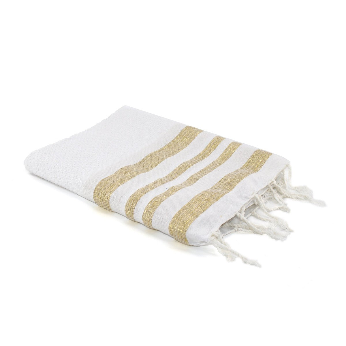Fouta nid d'abeille lurex coton HAMPTONS 100x200 - febronie.com