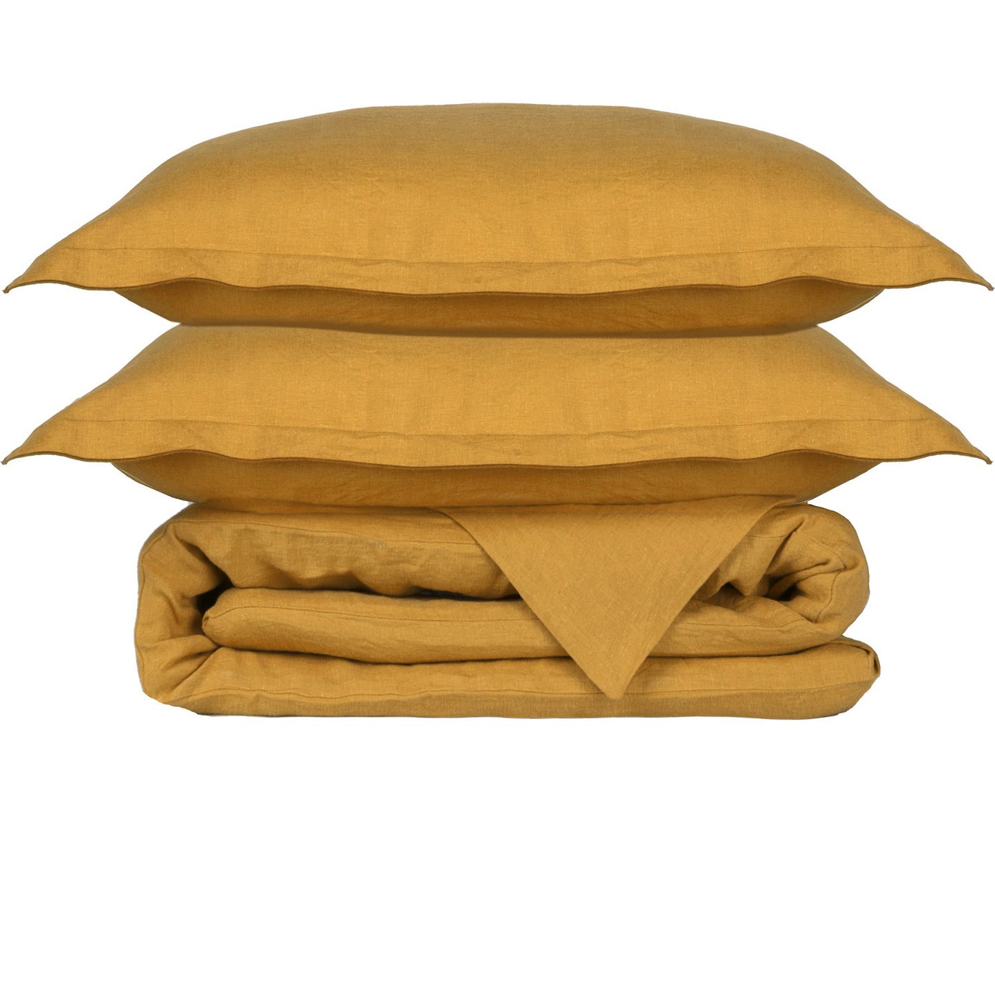 Completo + federe 65x65 lino lavato giallo senape HORTENSE
