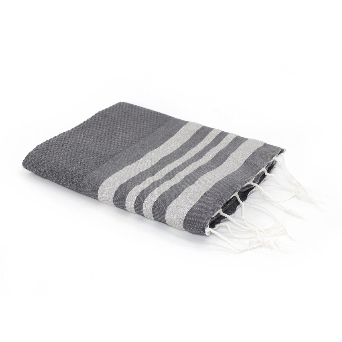 Fouta nid d'abeille lurex coton HAMPTONS 100x200 - febronie.com