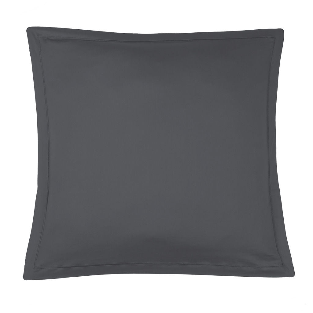 Parure + taies 65x65 satin de coton gris ardoise JULIA