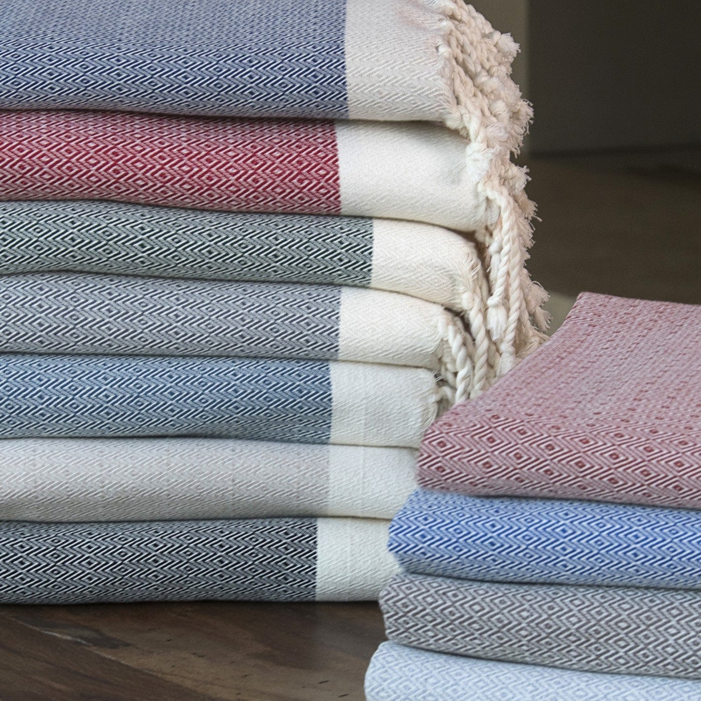 Plaid coton vert kaki et écru COURCHEVEL febronie.com