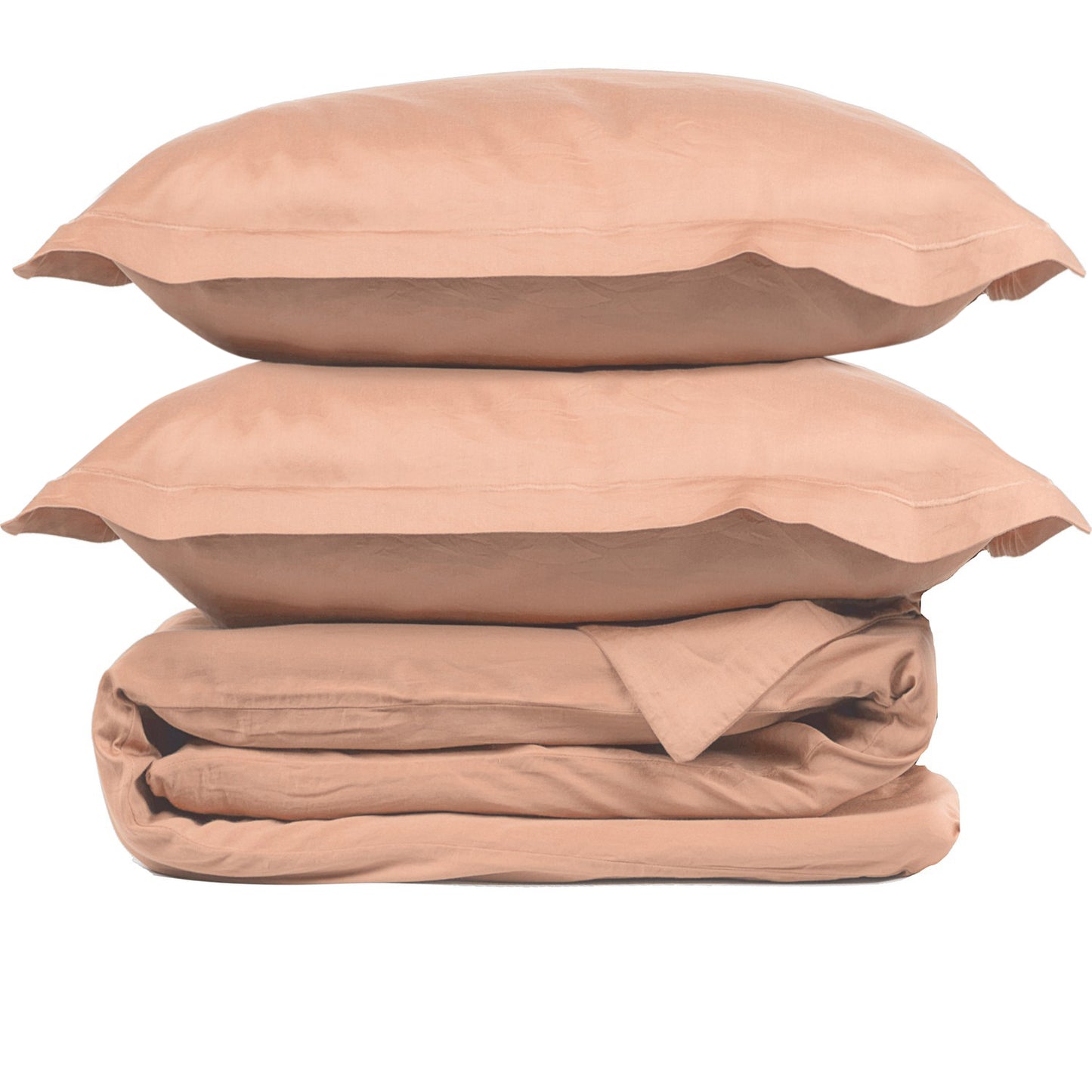 Parure + taies 65x65 satin de coton rose JULIA
