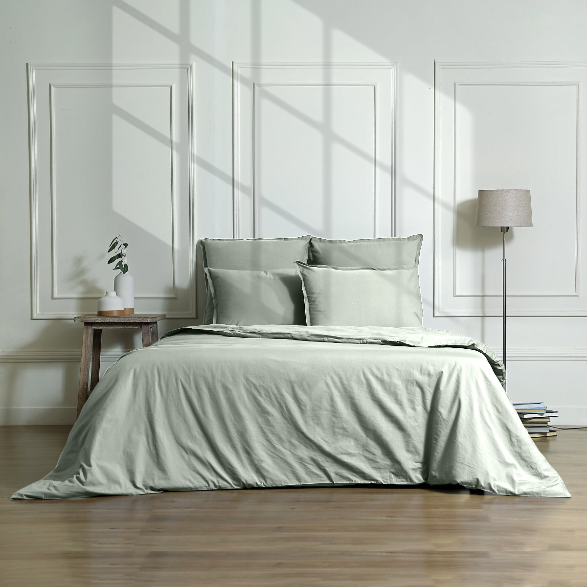Parure + taies 50x70 coton bio & lyocell vert céladon GAIA