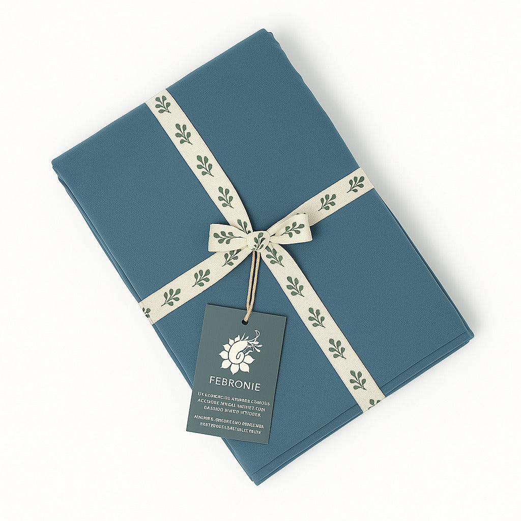 Parure + taies 50x70 satin lavé de coton bio bleu orage GAIA