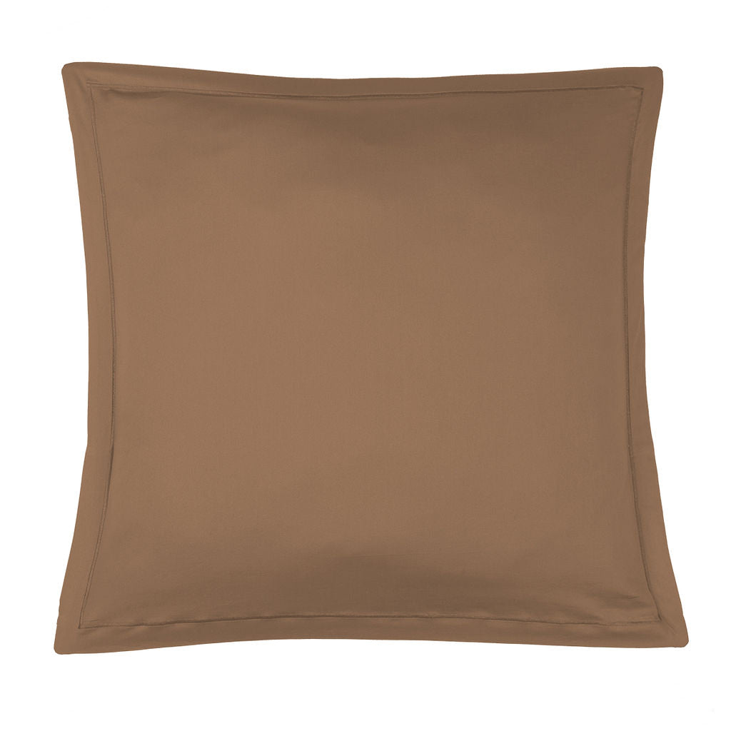 Parure + taies 65x65 satin de coton caramel JULIA