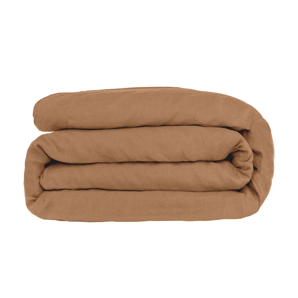 Completo letto JULIA in raso di cotone caramello + federe 50x70