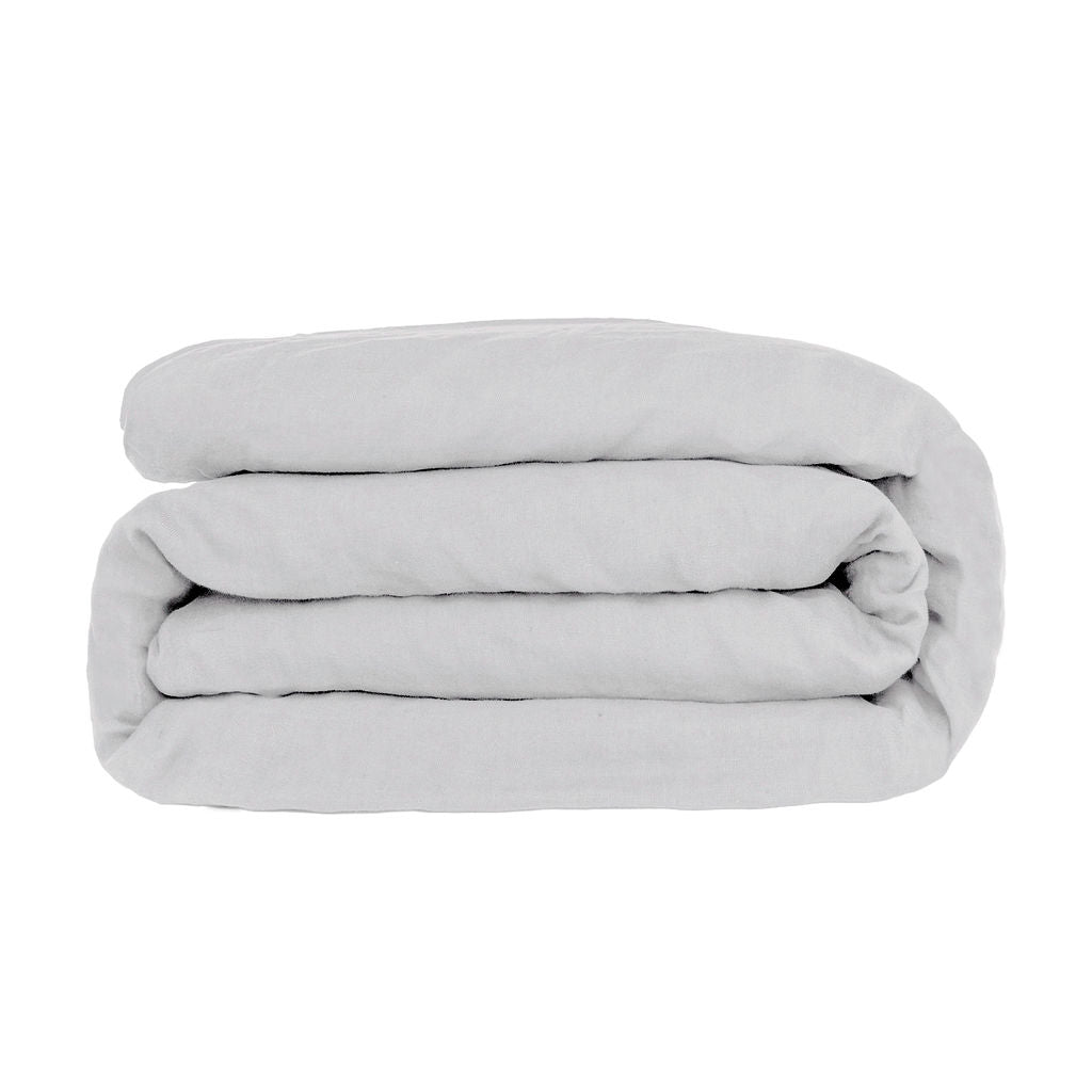 Completo letto JULIA in raso di cotone grigio perla + federe 65x65