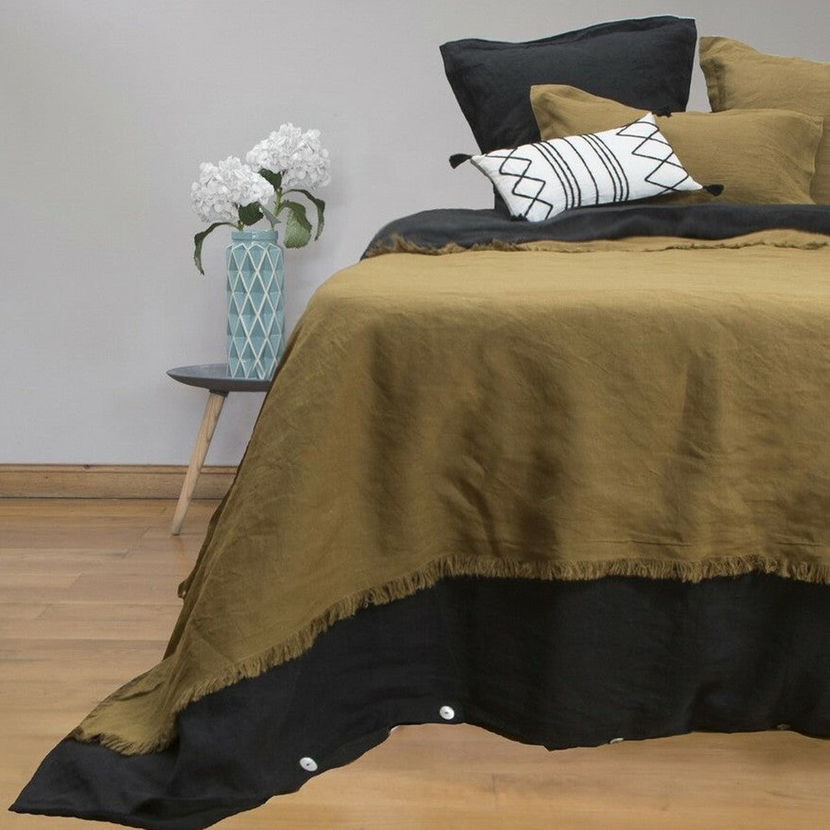 Jeté de lit lin lavé HORTENSE 180x260 - febronie.com