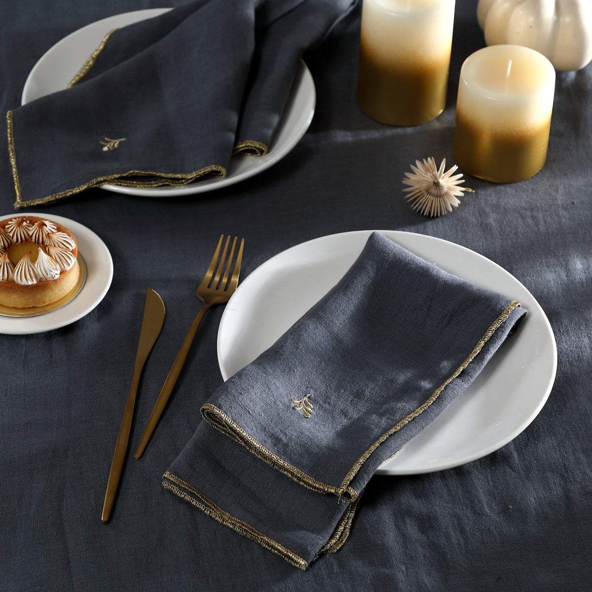 Nappe + 8 serviettes lin lavé 150x350 CAMILLE