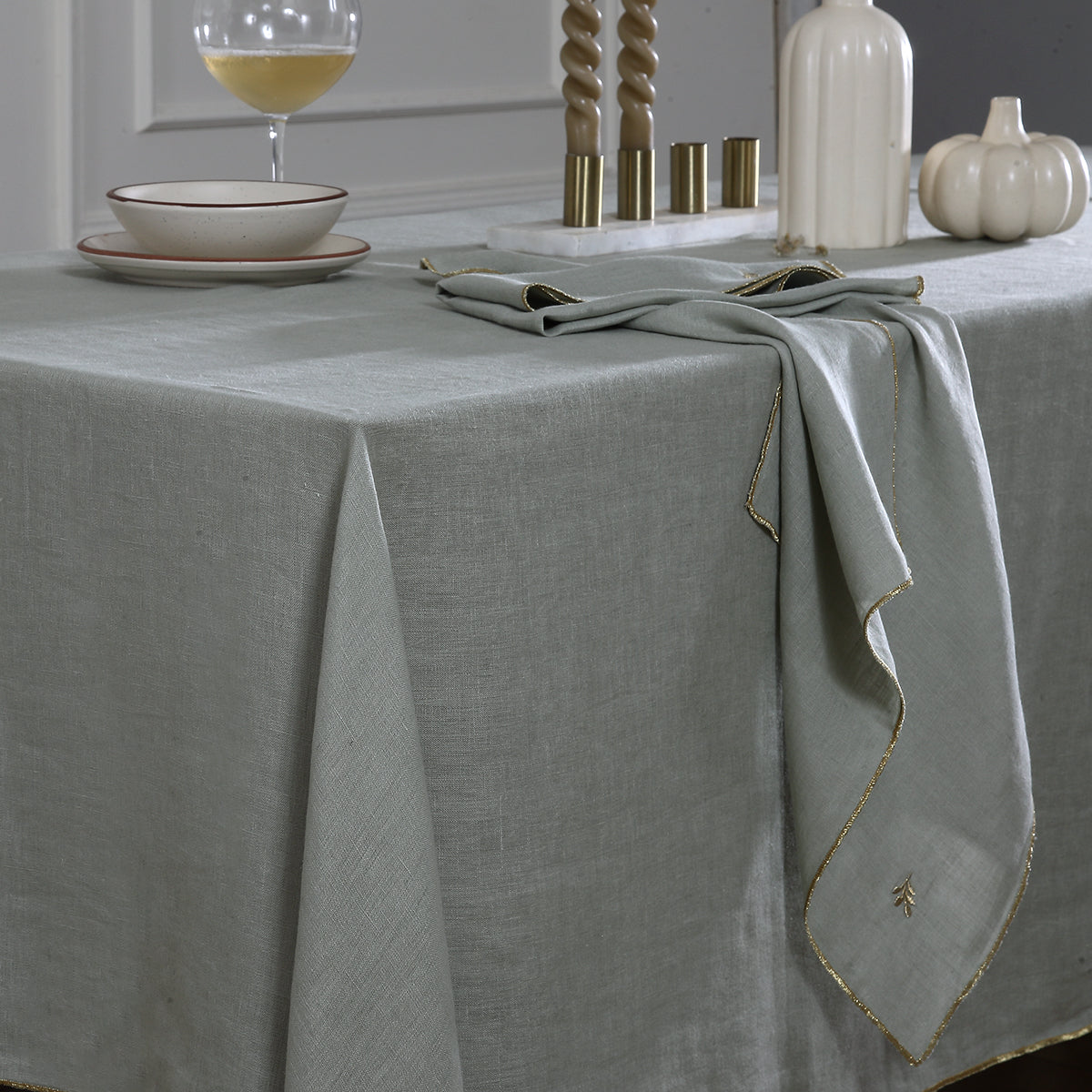 Nappe + 8 serviettes lin lavé 150x350 CAMILLE