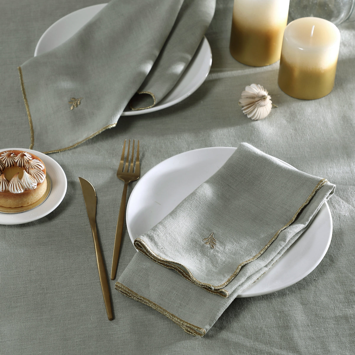 Nappe + 8 serviettes lin lavé 150x350 CAMILLE