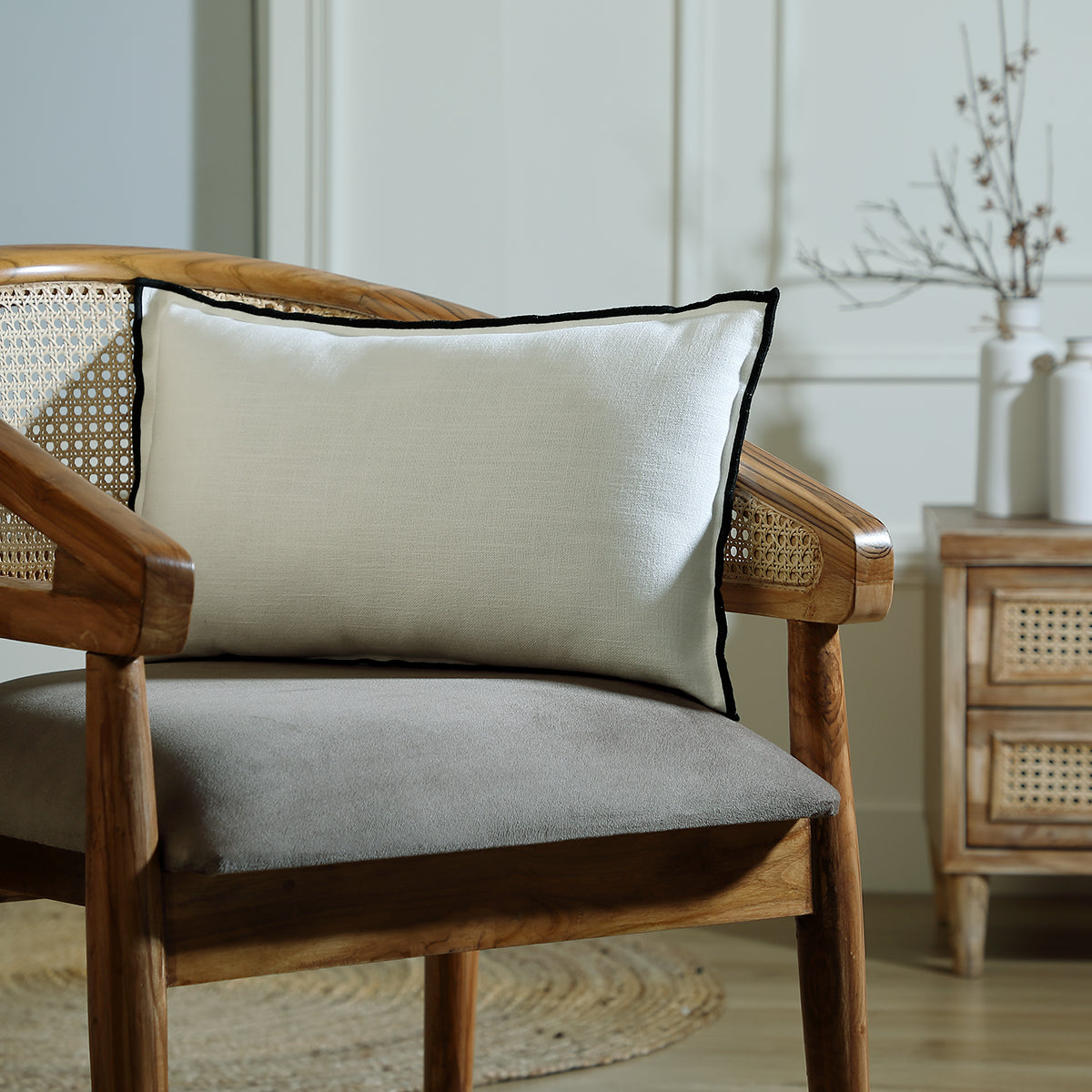 Lot de 2 housses de coussin toile de coton 50x30 JULES