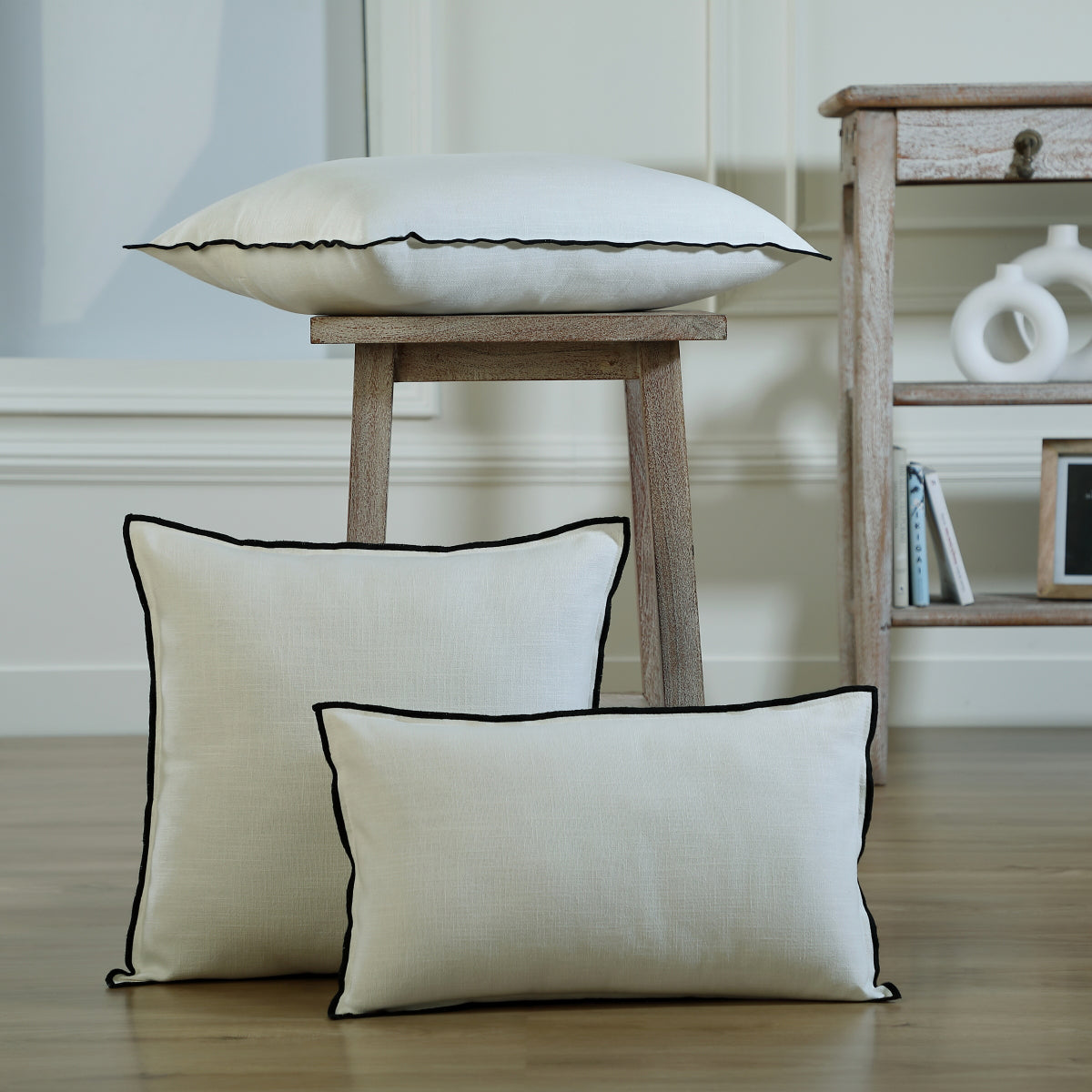 Lot de 2 housses de coussin toile de coton 50x30 JULES
