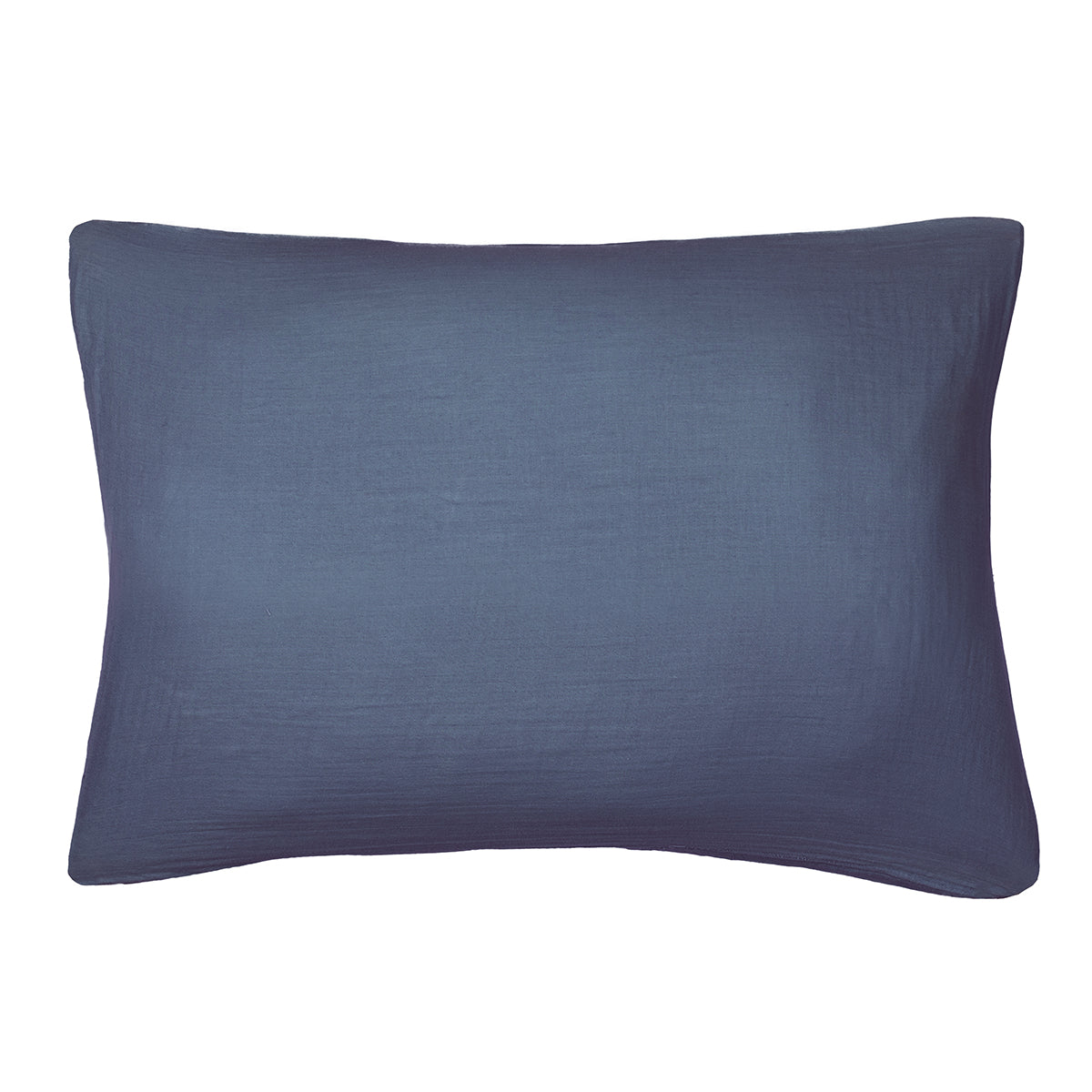 Taie d'oreiller (x1) gaze de coton bleu jean CLARA - 65x65 - febronie.com