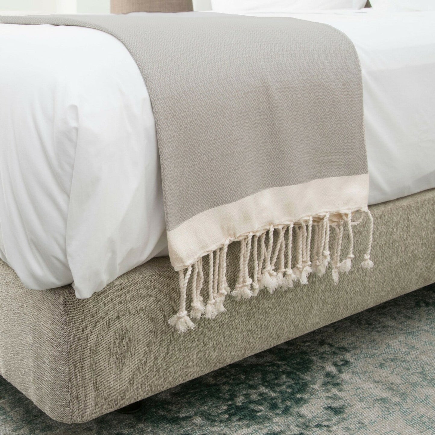 Plaid coton taupe / écru COURCHEVEL febronie.com