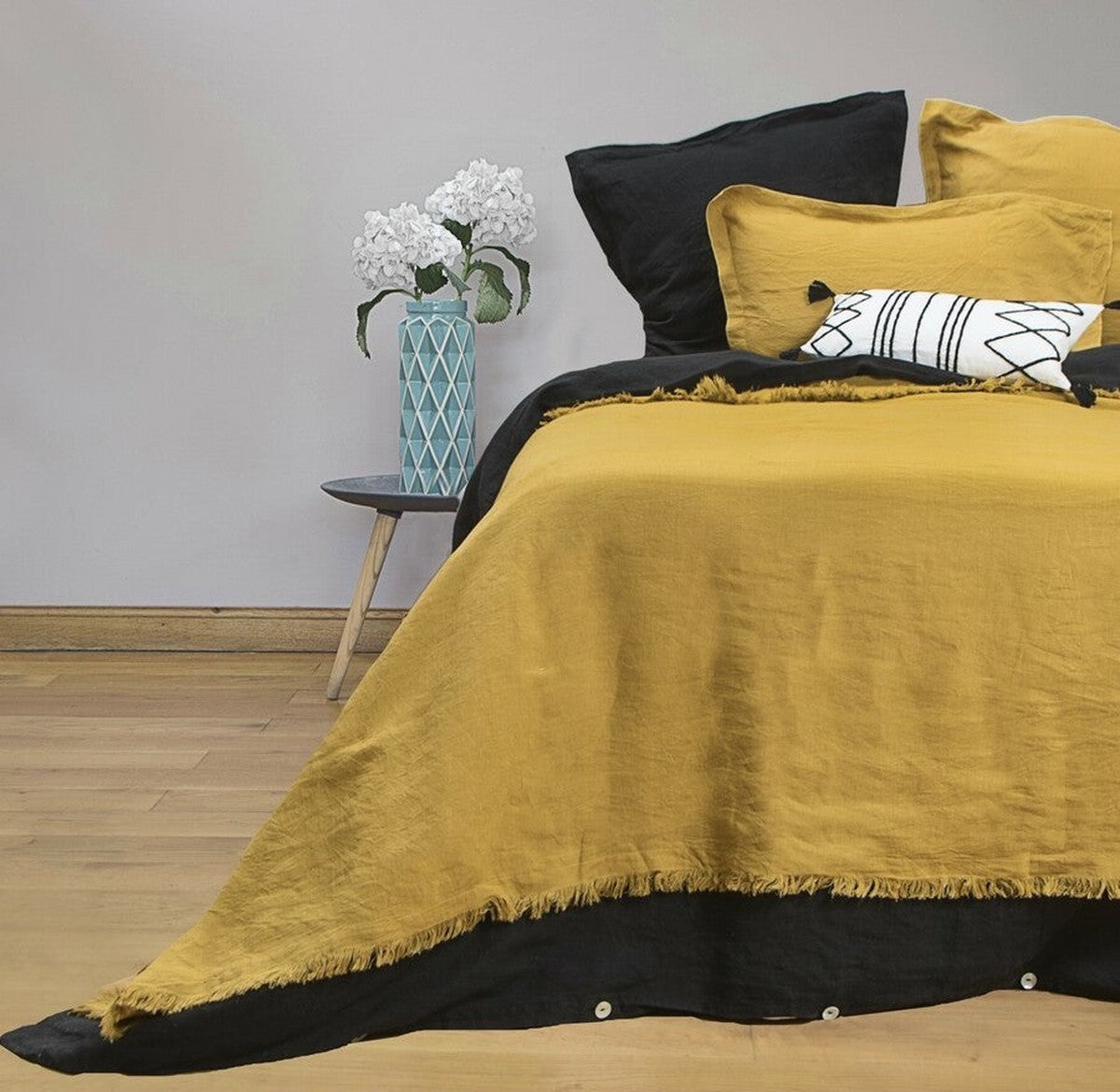 Jeté de lit lin lavé HORTENSE 180x260 - febronie.com