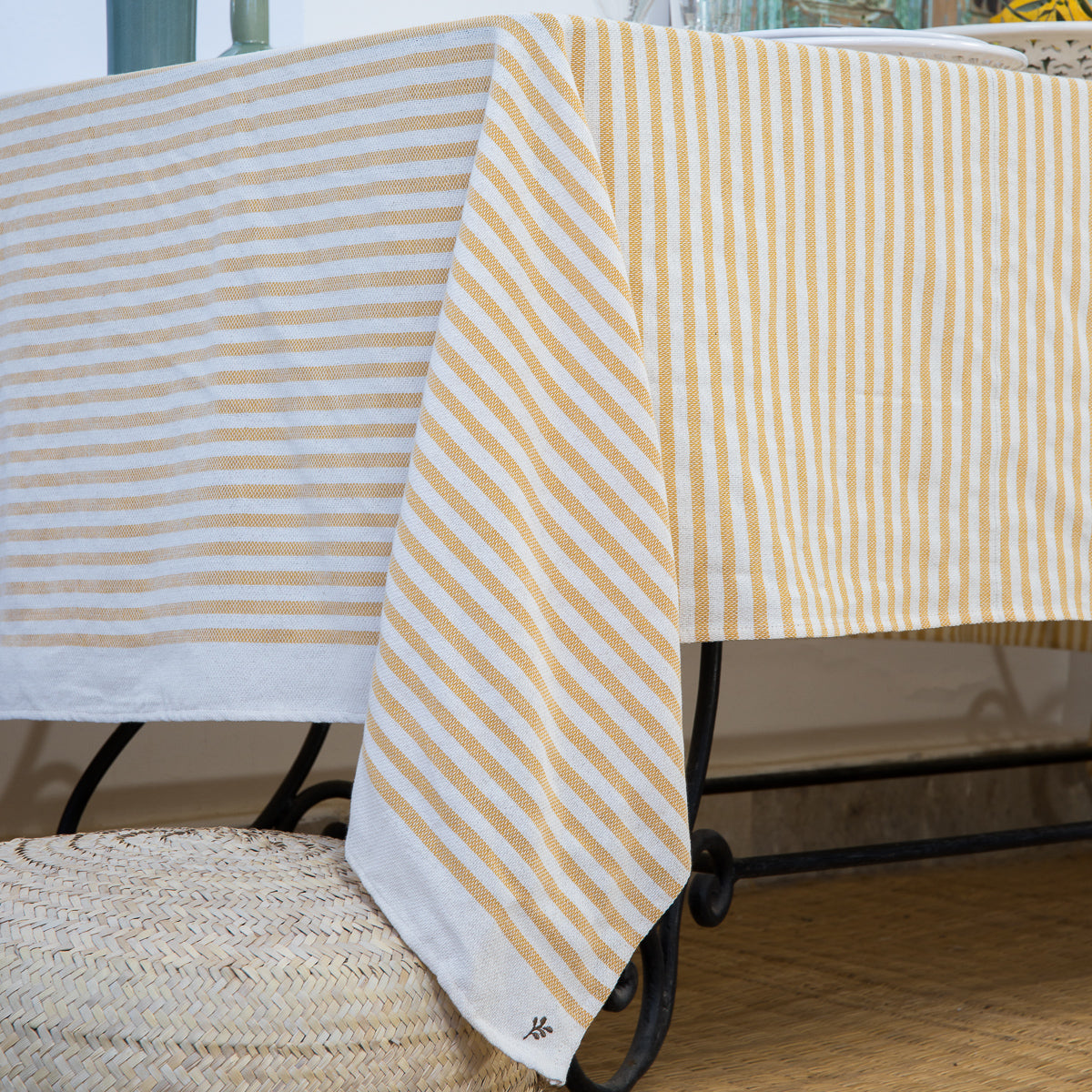 Nappe coton 180x350 HOSSEGOR - jaune moutarde