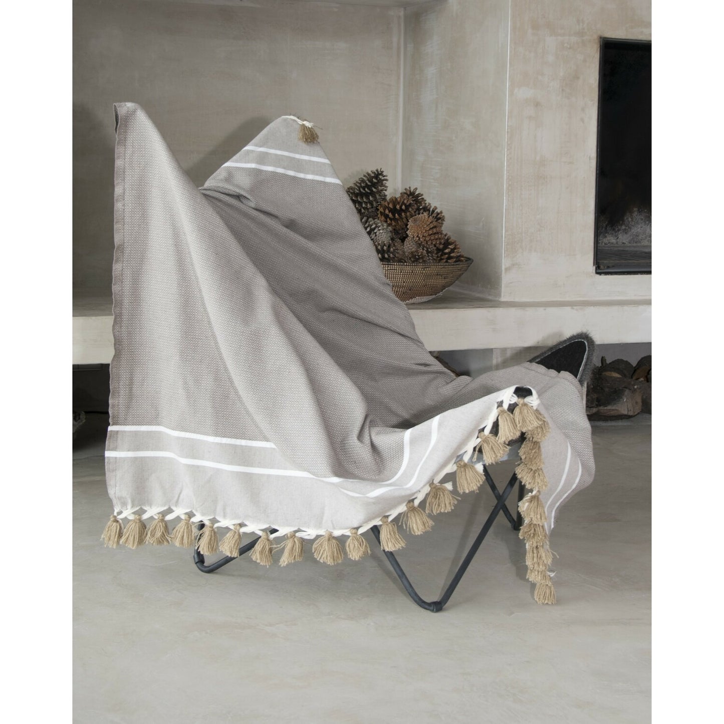 Plaid coton taupe STOCKHOLM
