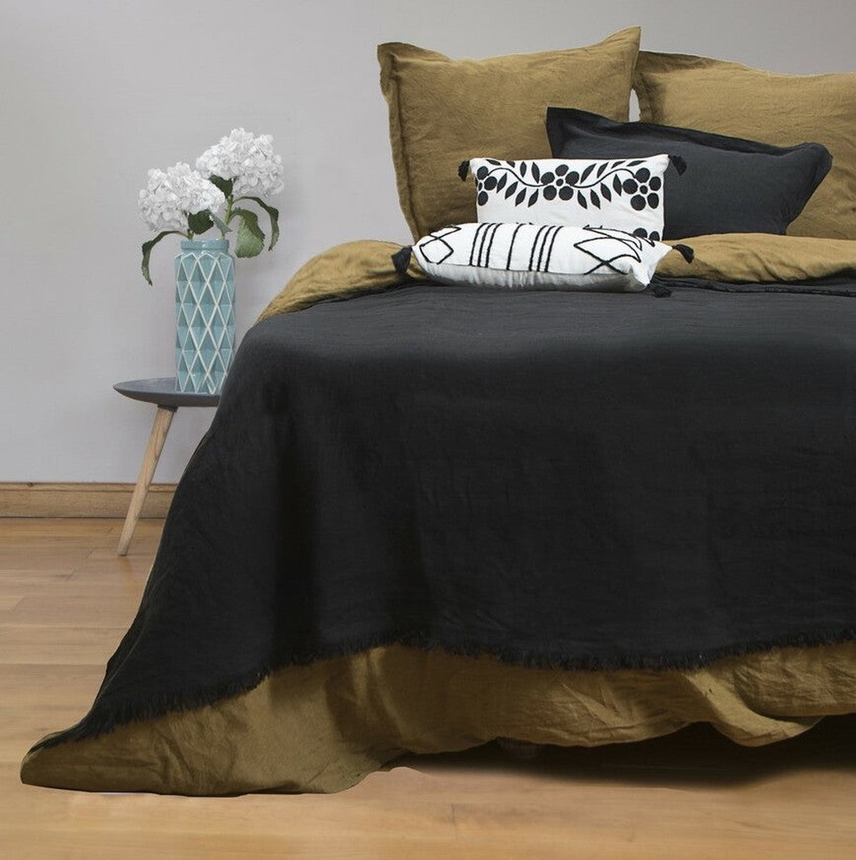 Jeté de lit lin lavé HORTENSE 180x260 - febronie.com