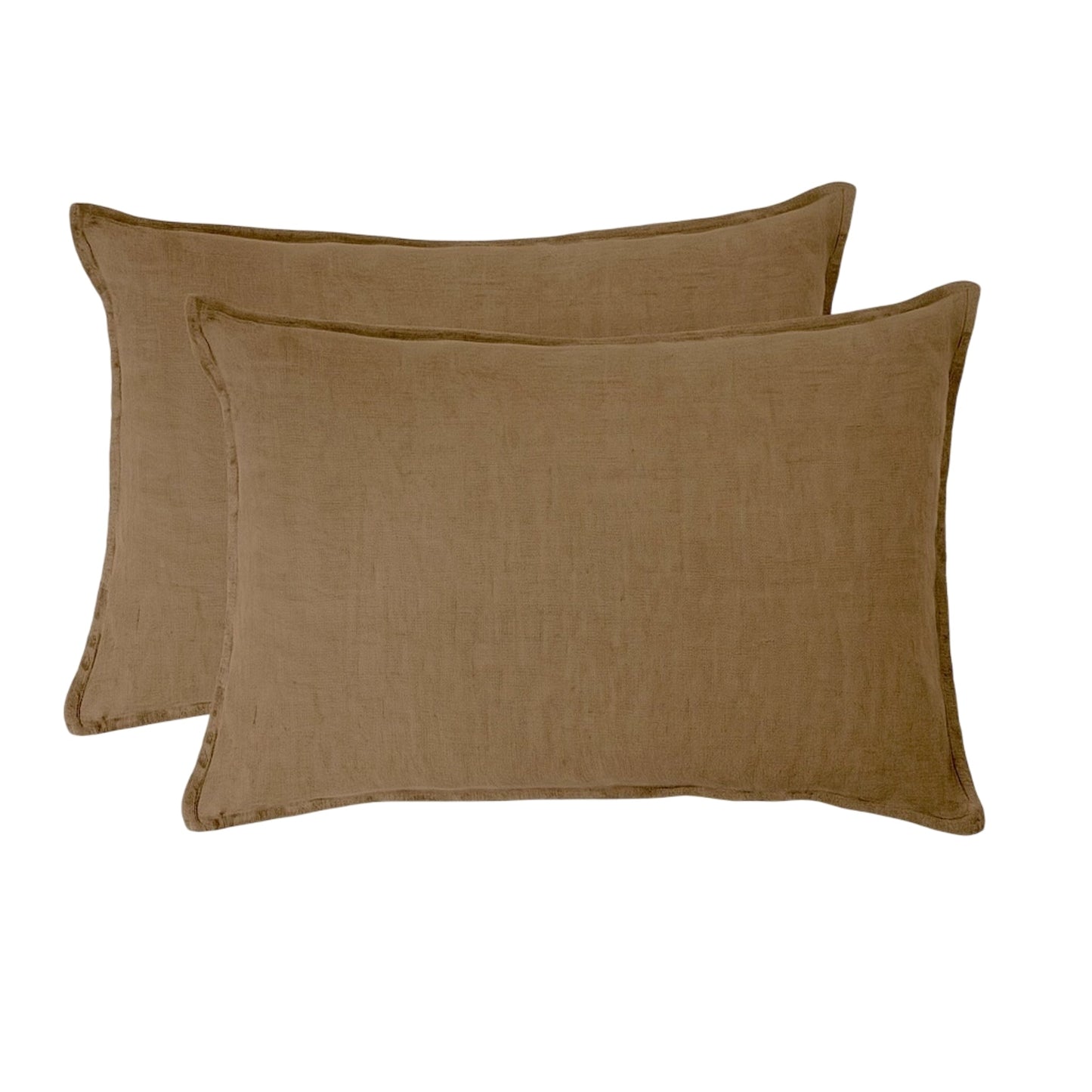 Taie d'oreiller (x2) lin lavé noisette CAMILLE - 50x70 cm