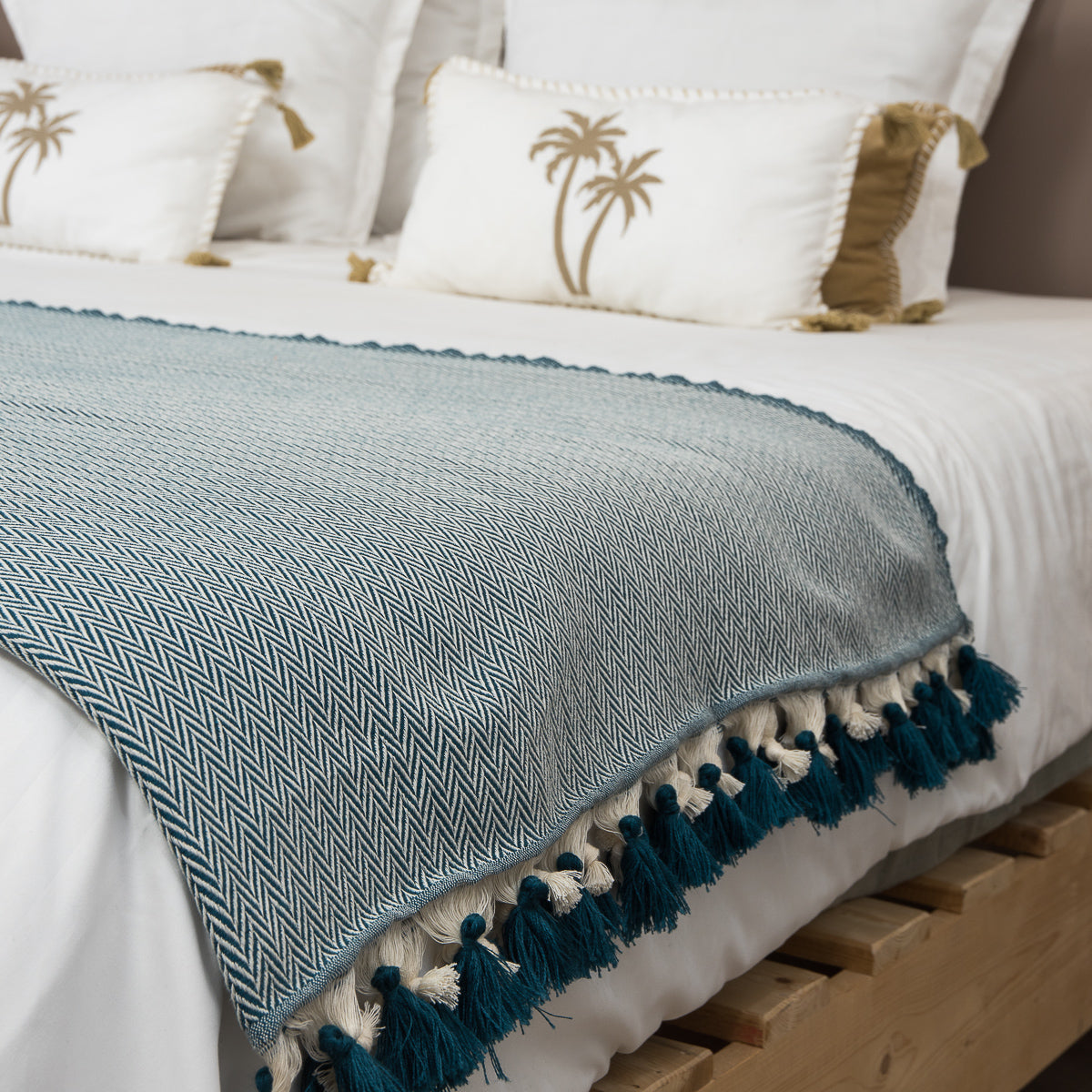 Plaid laine bleu pétrole GSTAAD