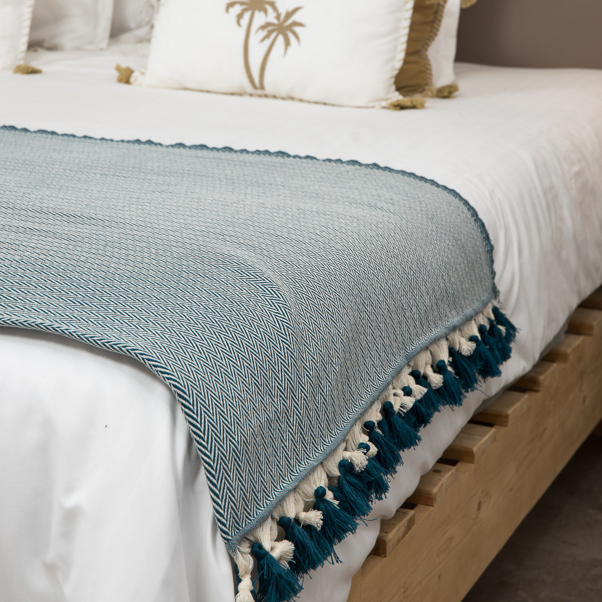 Plaid laine bleu pétrole GSTAAD