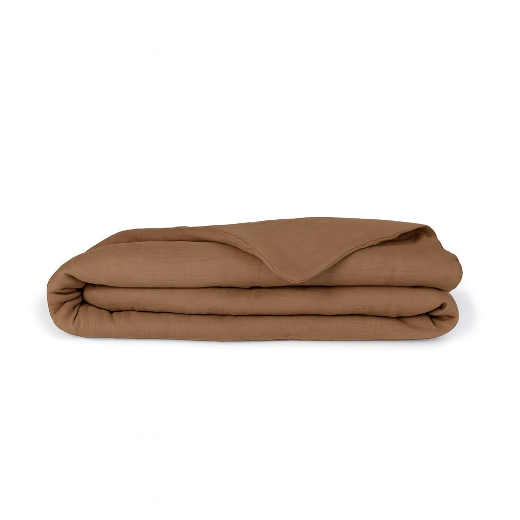 Housse de couette lin lavé noisette CAMILLE