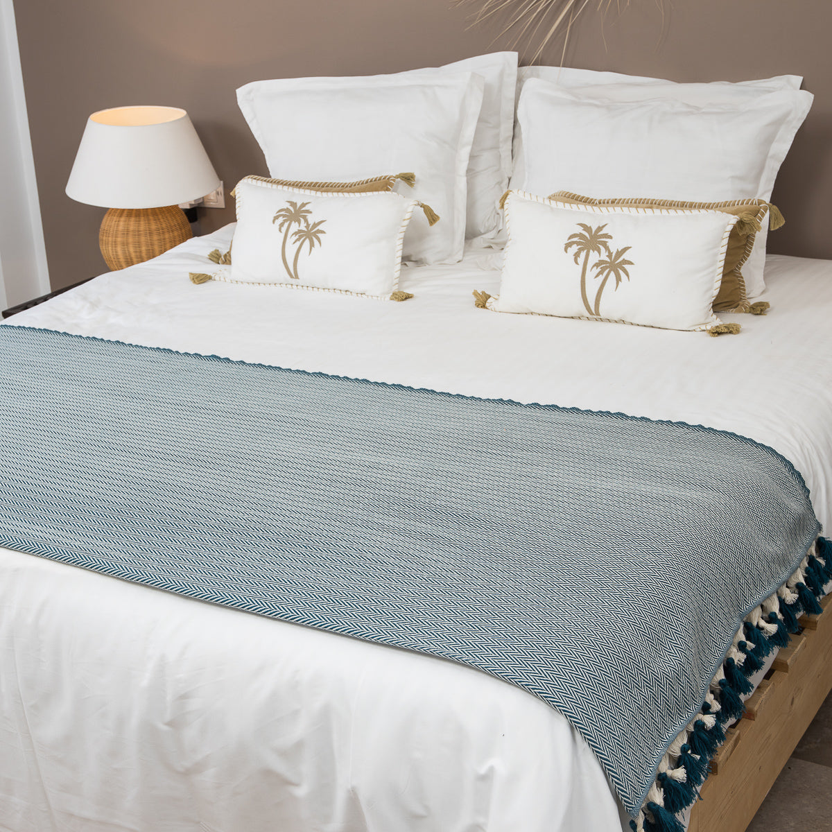Plaid laine bleu pétrole GSTAAD
