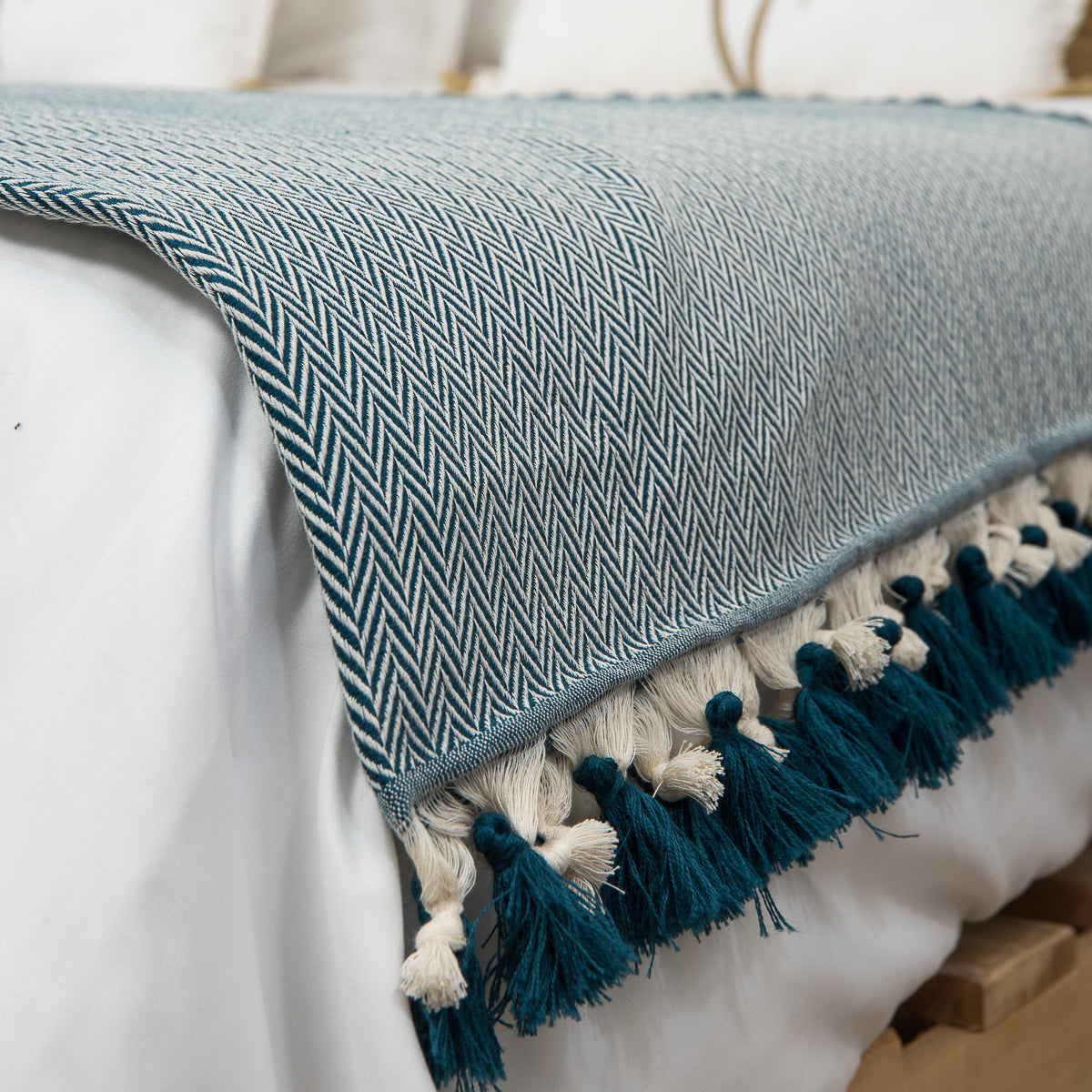 Plaid laine bleu pétrole GSTAAD