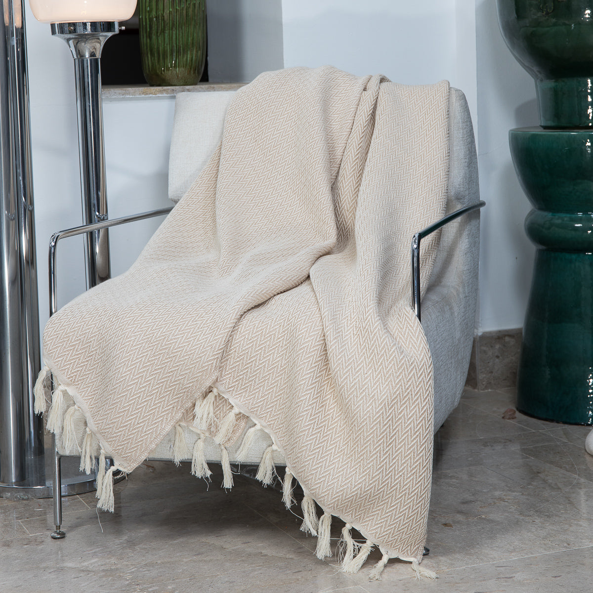 Plaid laine taupe clair ASPEN