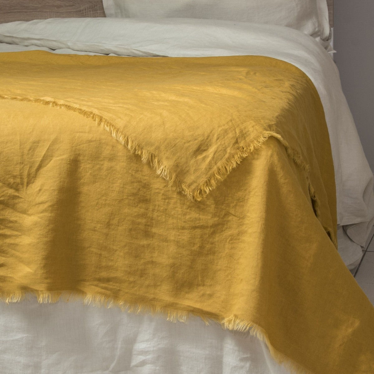 Jeté de lit lin lavé HORTENSE 180x260 - febronie.com