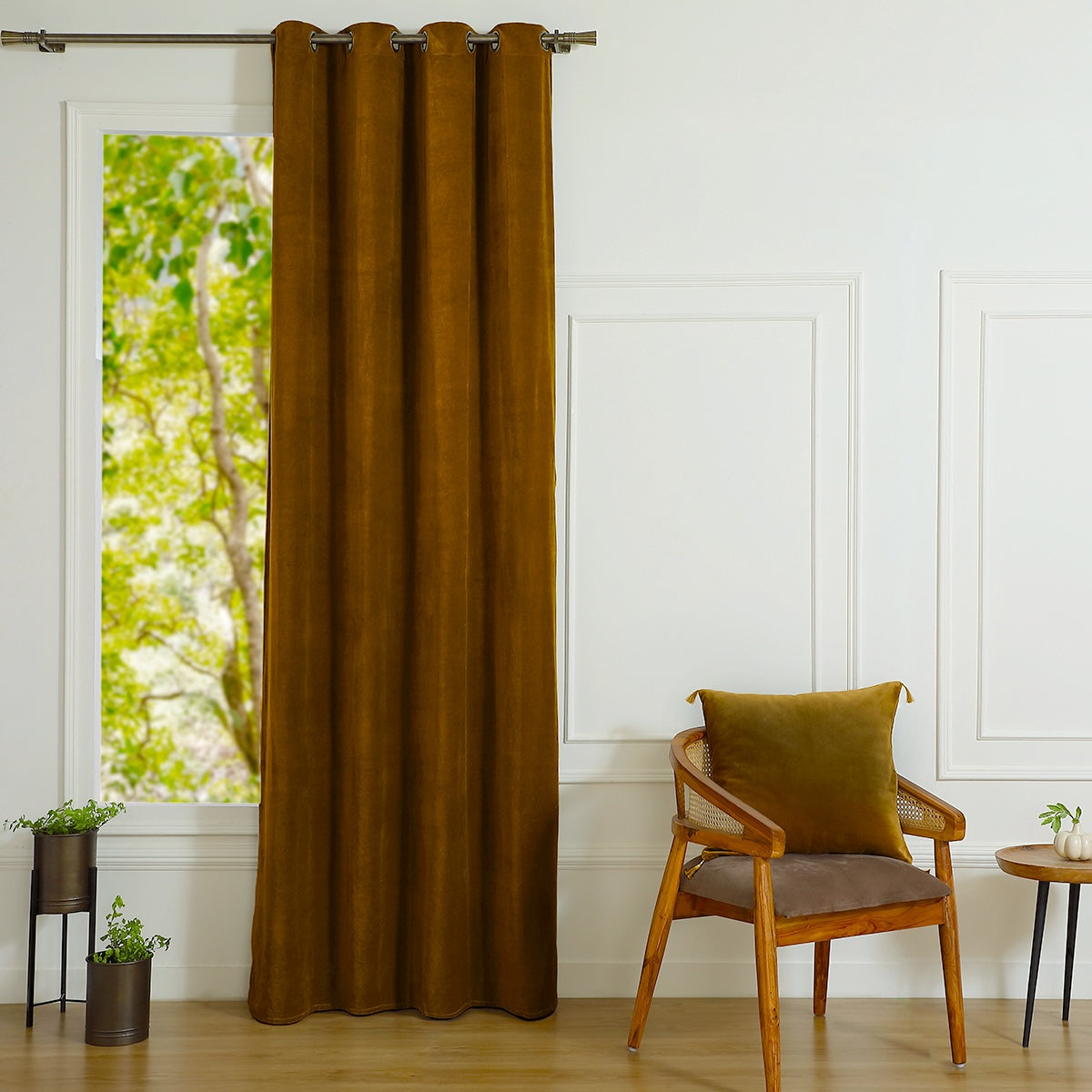 Rideau à oeillets velours de coton 135x260 VELVET - brun tabac