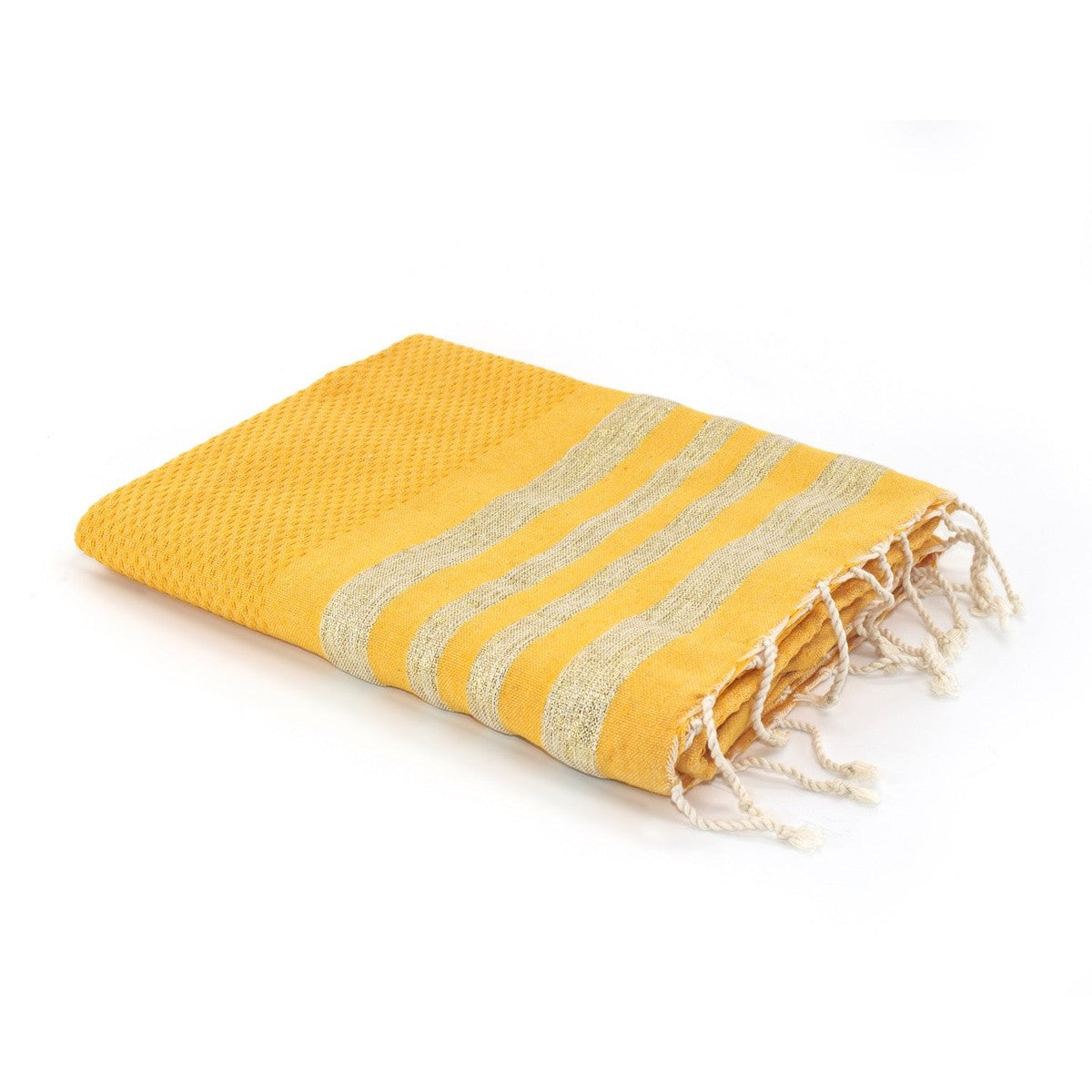 Fouta nid d'abeille lurex coton HAMPTONS 100x200 - febronie.com