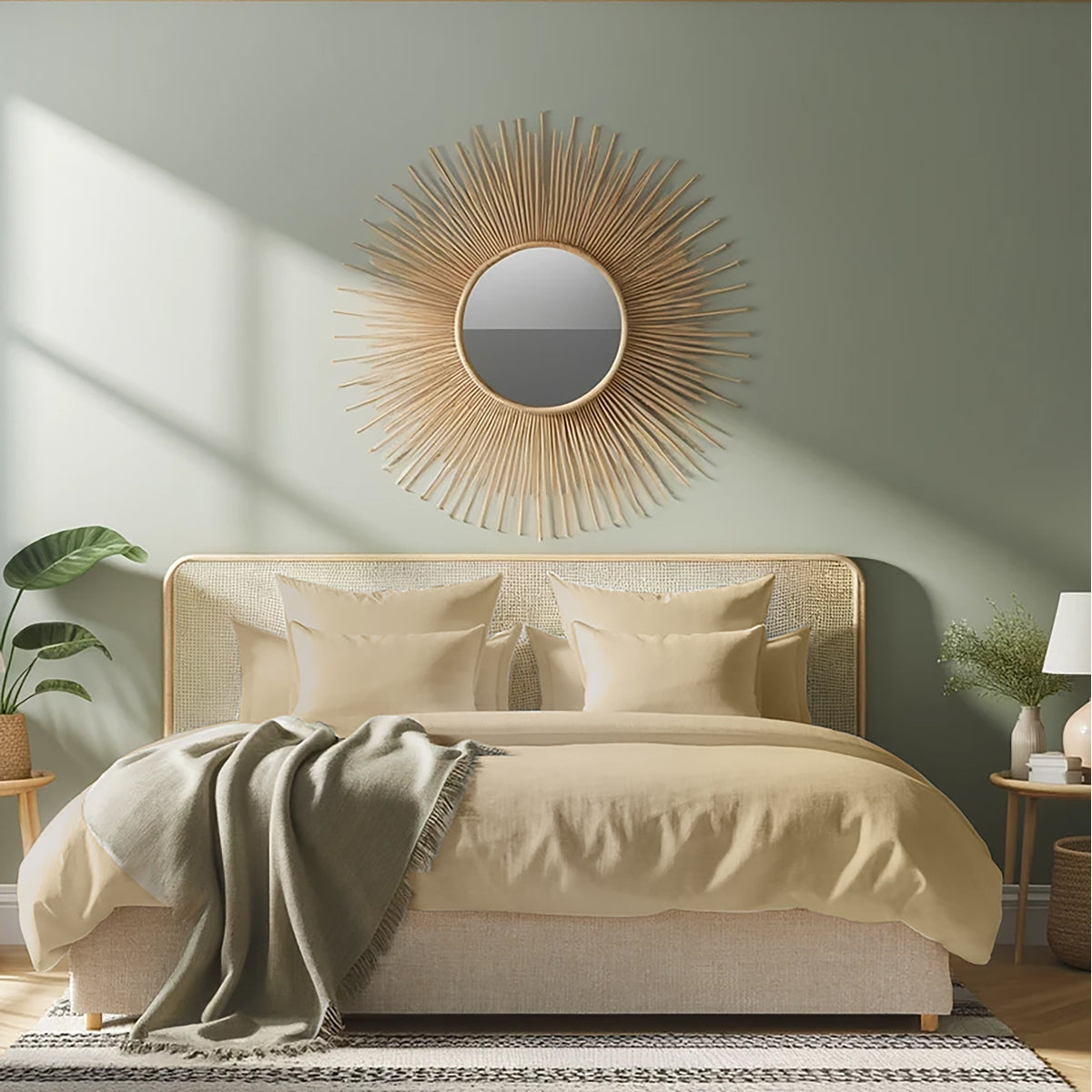 Parure + taie 80x80 satin de coton latte JULIA - febronie.com