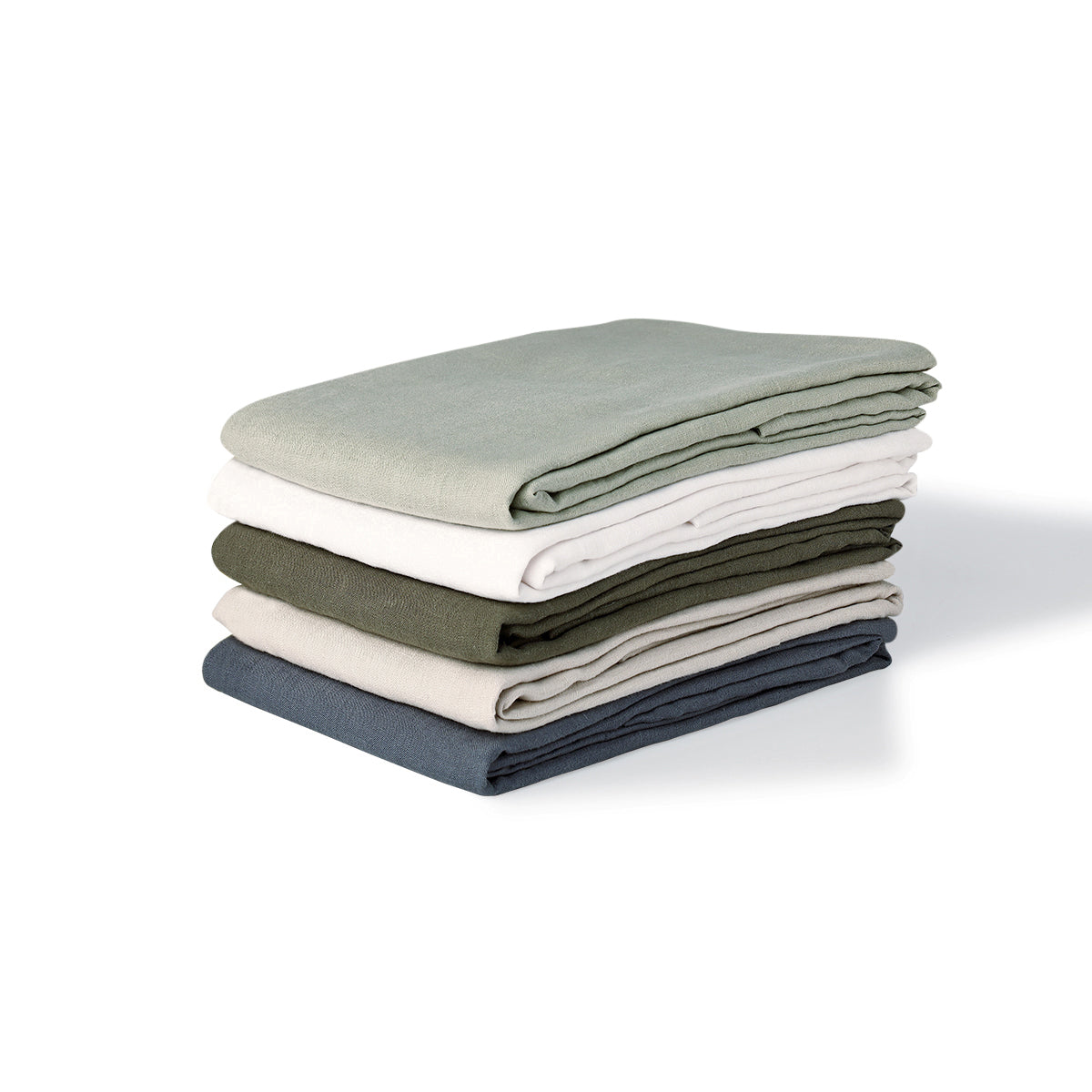 Parure + taies 50x70 lin lavé vert kaki CAMILLE